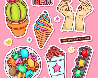 Printable Cartoon Elements Stickers