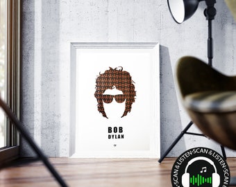 Bob Dylan poster weaved of original cassette tapes | cassette  | retro vintage gift idea | Sustainable gift | Music lover gift