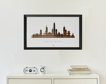 Customizable City Skyline poster weaved of original Movie Tapes VHS | Best gift for movie lover