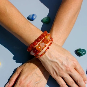 Delicate Carnelian Minimalist Bracelet | Natural Carnelian Stone Dainty Bracelet | Healing Meditation Bracelet for Women | Gift for her