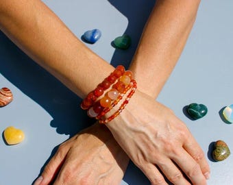 Delicate Carnelian Minimalist Bracelet | Natural Carnelian Stone Dainty Bracelet | Healing Meditation Bracelet for Women | Gift for her