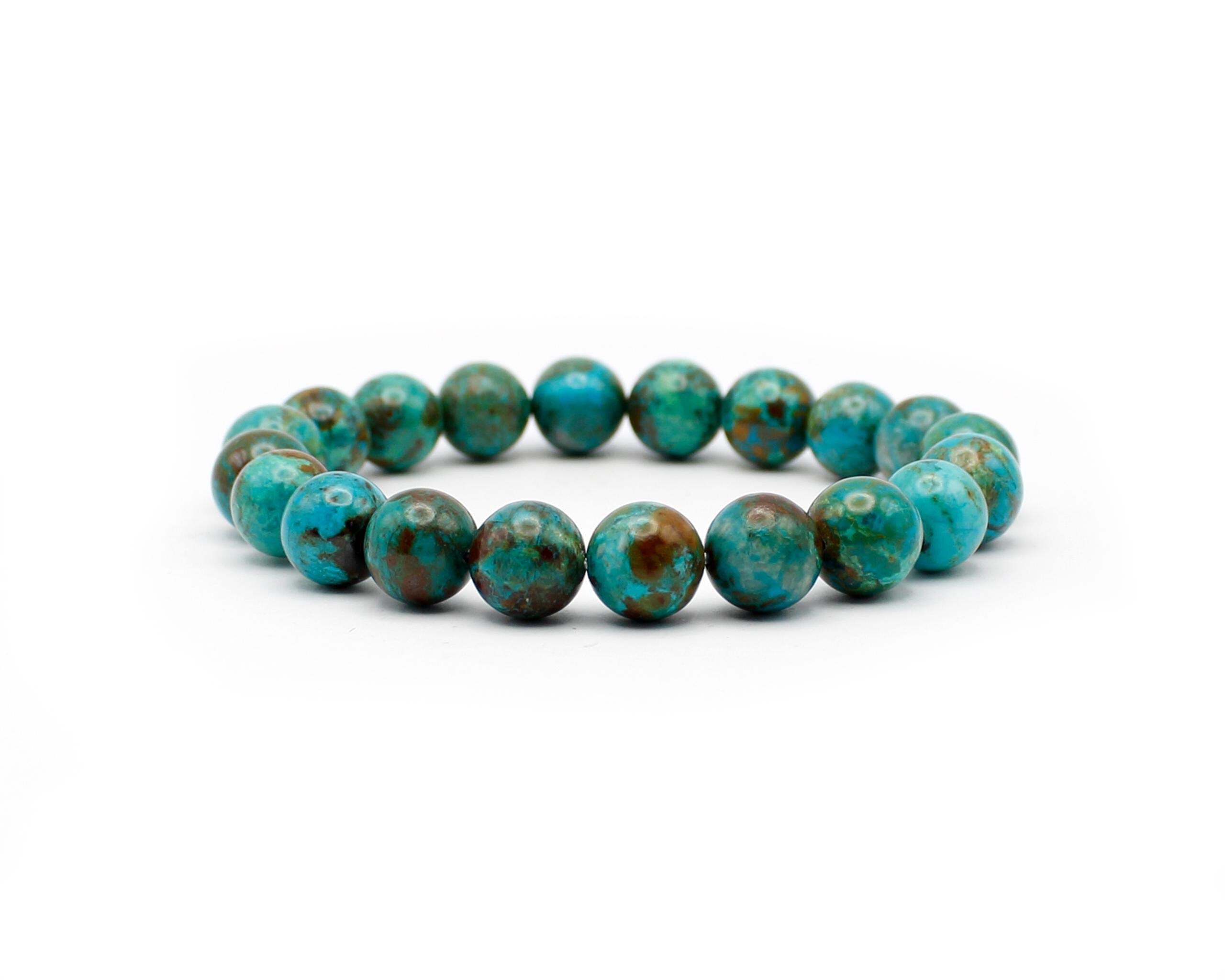 Handmade Chrysocolla Bracelet – Parallel 10 mm Beads