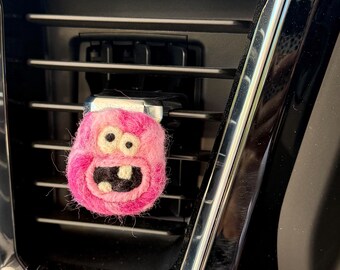 Adorable felted monster vent clip- vehicle car accessory- scent diffuser