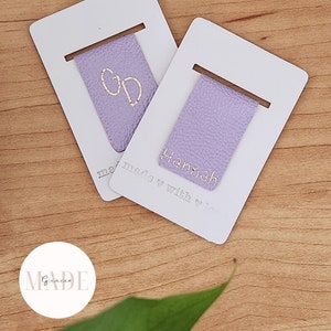 Custom named bookmark vegan leather personalised gift purple bookmark magnetic bookmark image 1