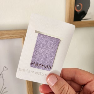 Custom named bookmark vegan leather personalised gift purple bookmark magnetic bookmark image 4