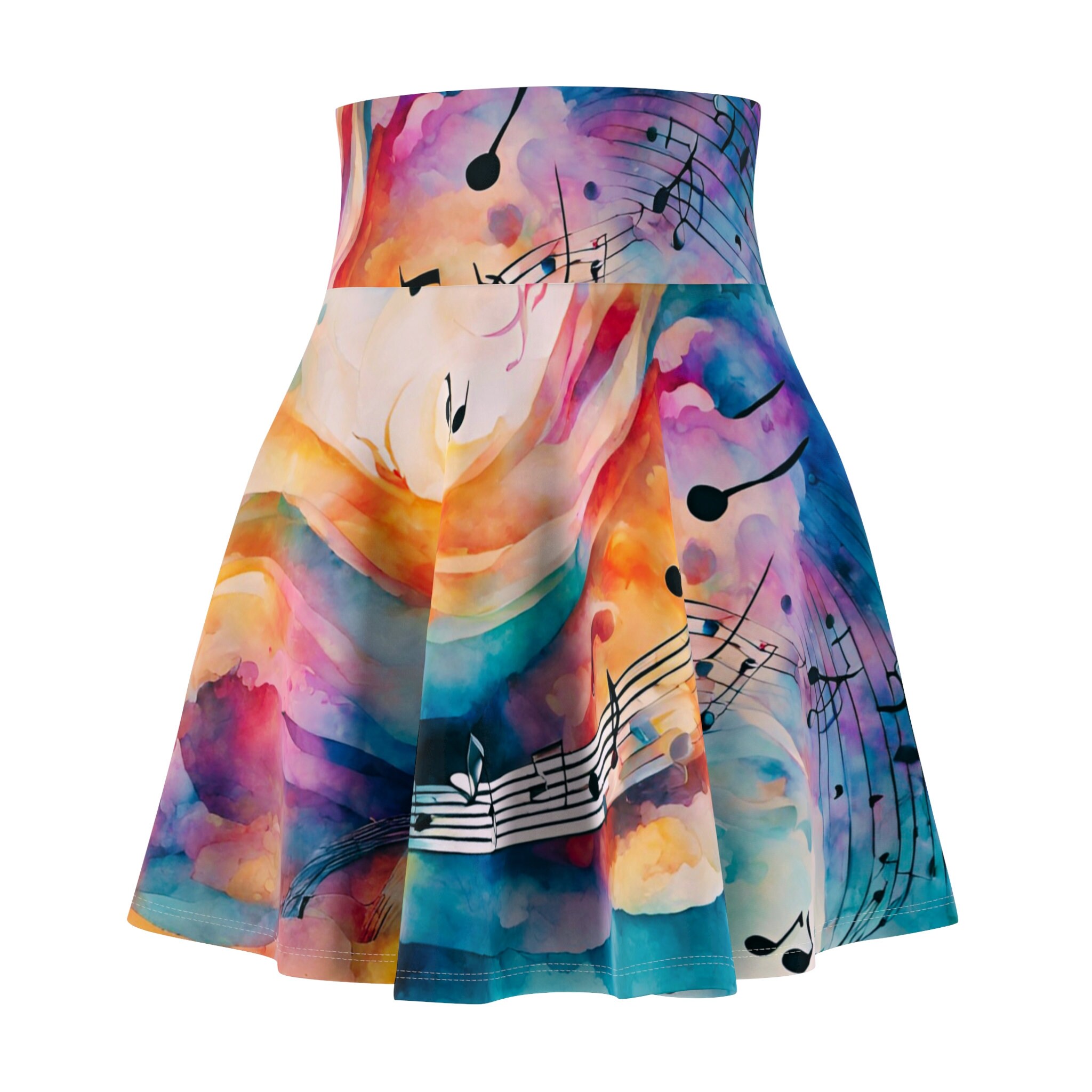 Watercolors and Music Skater Skirt, Women's Skater Skirt