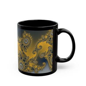 Mandelbrot Mug, Rainbow Fractal Coffee Clouds Math Art Ceramic Cup on Black, Colorful Science Gift, 11oz 15oz image 2