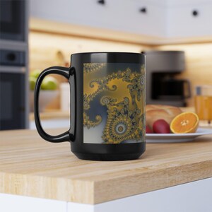 Mandelbrot Mug, Rainbow Fractal Coffee Clouds Math Art Ceramic Cup on Black, Colorful Science Gift, 11oz 15oz image 16