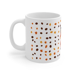 Rävkaffemugg med höstlöv och kaffebönor, söt Cottagecore keramikmugg, höstpresent till rävälskare, 11oz eller 15oz bild 3