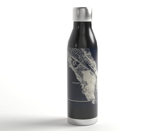 Columbia River Chart Water Bottle, 1888 Portland Nautical Survey Map, 17oz Insulated Steel