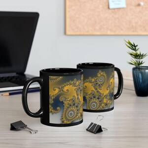 Mandelbrot Mug, Rainbow Fractal Coffee Clouds Math Art Ceramic Cup on Black, Colorful Science Gift, 11oz 15oz image 7