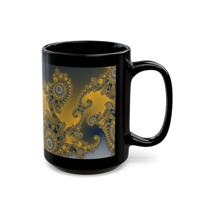 Mandelbrot Mug, Rainbow Fractal Coffee Clouds Math Art Ceramic Cup on Black, Colorful Science Gift, 11oz 15oz image 10