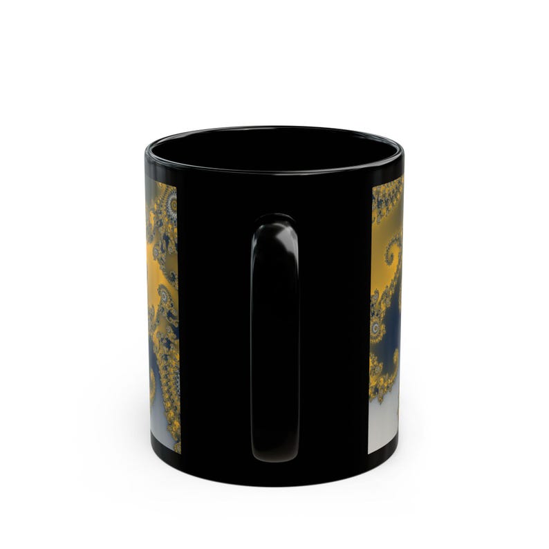 Mandelbrot Mug, Rainbow Fractal Coffee Clouds Math Art Ceramic Cup on Black, Colorful Science Gift, 11oz 15oz image 4