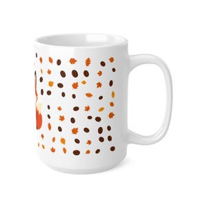 Rävkaffemugg med höstlöv och kaffebönor, söt Cottagecore keramikmugg, höstpresent till rävälskare, 11oz eller 15oz bild 11