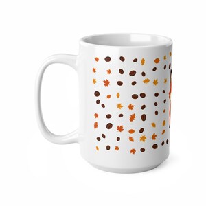 Rävkaffemugg med höstlöv och kaffebönor, söt Cottagecore keramikmugg, höstpresent till rävälskare, 11oz eller 15oz bild 10