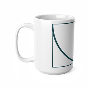 Golden Ratio Fibonacci Spiral Mug, Minimalist Math Art Ceramic Coffee Cup, Gift for Mathematician or Engineer, Teal and Copper, 11oz 15oz image 9