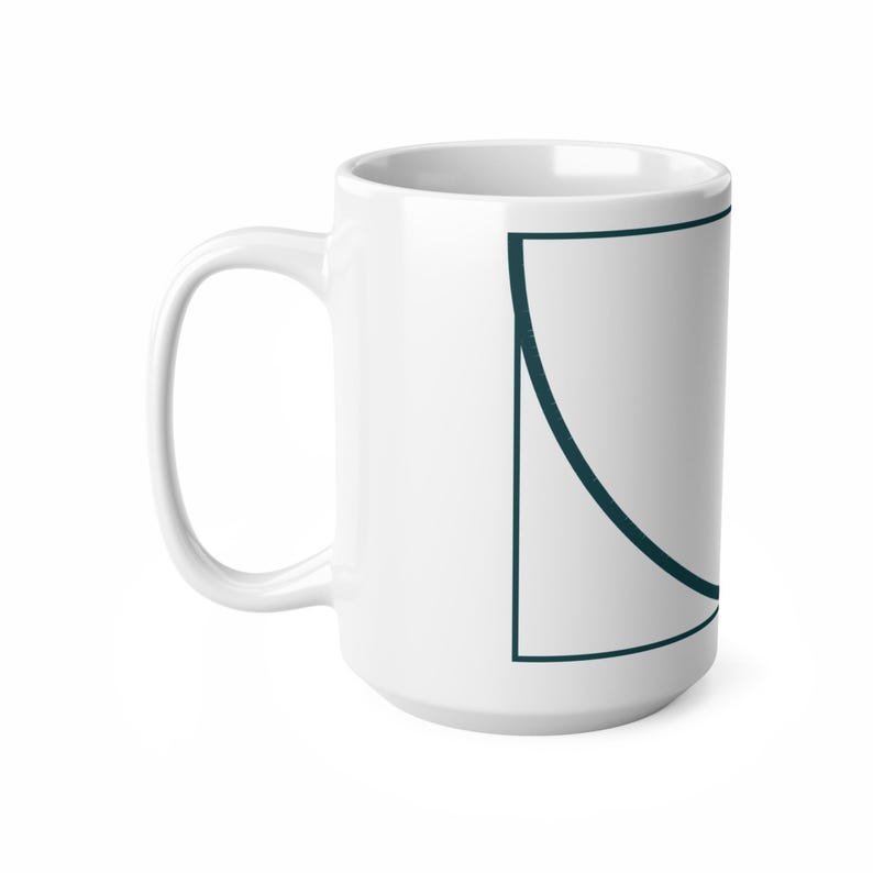 Golden Ratio Fibonacci Spiral Mug, Minimalist Math Art Ceramic Coffee Cup, Gift for Mathematician or Engineer, Teal and Copper, 11oz 15oz image 9