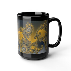 Mandelbrot Mug, Rainbow Fractal Coffee Clouds Math Art Ceramic Cup on Black, Colorful Science Gift, 11oz 15oz image 14