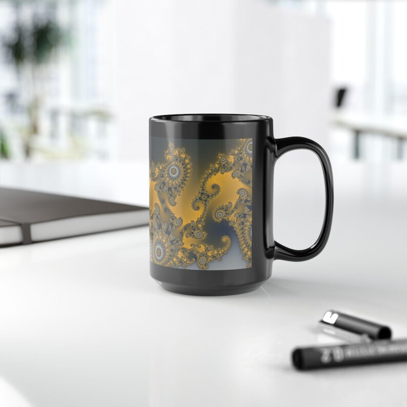 Mandelbrot Mug, Rainbow Fractal Coffee Clouds Math Art Ceramic Cup on Black, Colorful Science Gift, 11oz 15oz image 17