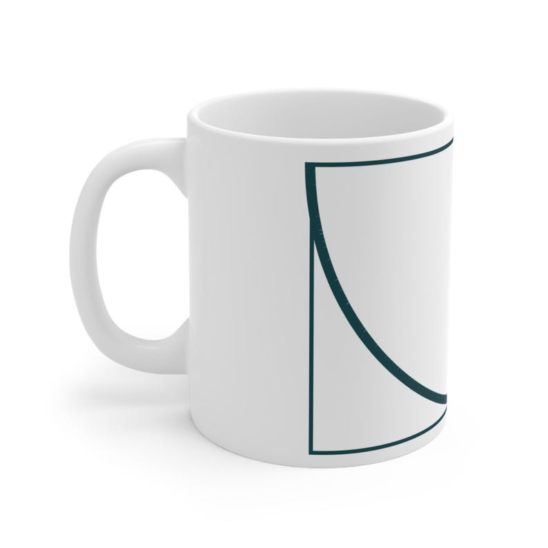 Golden Ratio Fibonacci Spiral Mug, Minimalist Math Art Ceramic Coffee Cup, Gift for Mathematician or Engineer, Teal and Copper, 11oz 15oz image 2
