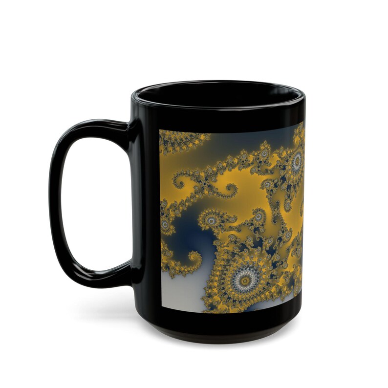 Mandelbrot Mug, Rainbow Fractal Coffee Clouds Math Art Ceramic Cup on Black, Colorful Science Gift, 11oz 15oz image 11