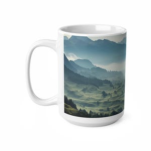 Kubek górski, ceramiczny kubek do kawy z motywem mglistego, majestatycznego krajobrazu górskiej doliny, prezent dla miłośnika natury, 11 uncji lub 15 uncji zdjęcie 10