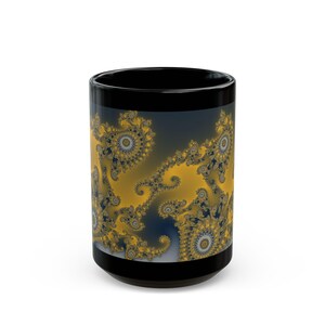Mandelbrot Mug, Rainbow Fractal Coffee Clouds Math Art Ceramic Cup on Black, Colorful Science Gift, 11oz 15oz image 9