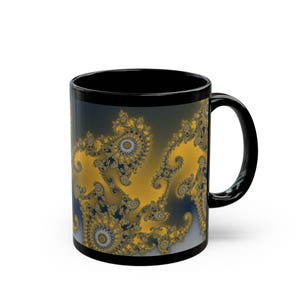 Mandelbrot Mug, Rainbow Fractal Coffee Clouds Math Art Ceramic Cup on Black, Colorful Science Gift, 11oz 15oz image 5