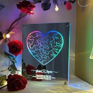 Paare Stern Karte Spiegel Nacht, Benutzerdefinierte LED Spiegel Licht, Paare Geschenk, Wand-Dekor, Nachthimmel nach Datum, Valentinstag Geschenk