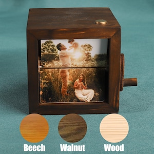 Scatola animata con flipbook fotografico personalizzato, libro fotografico in legno personalizzato con luce, scatola fotografica personalizzata con manovella, regali creativi per l&#39;anniversario