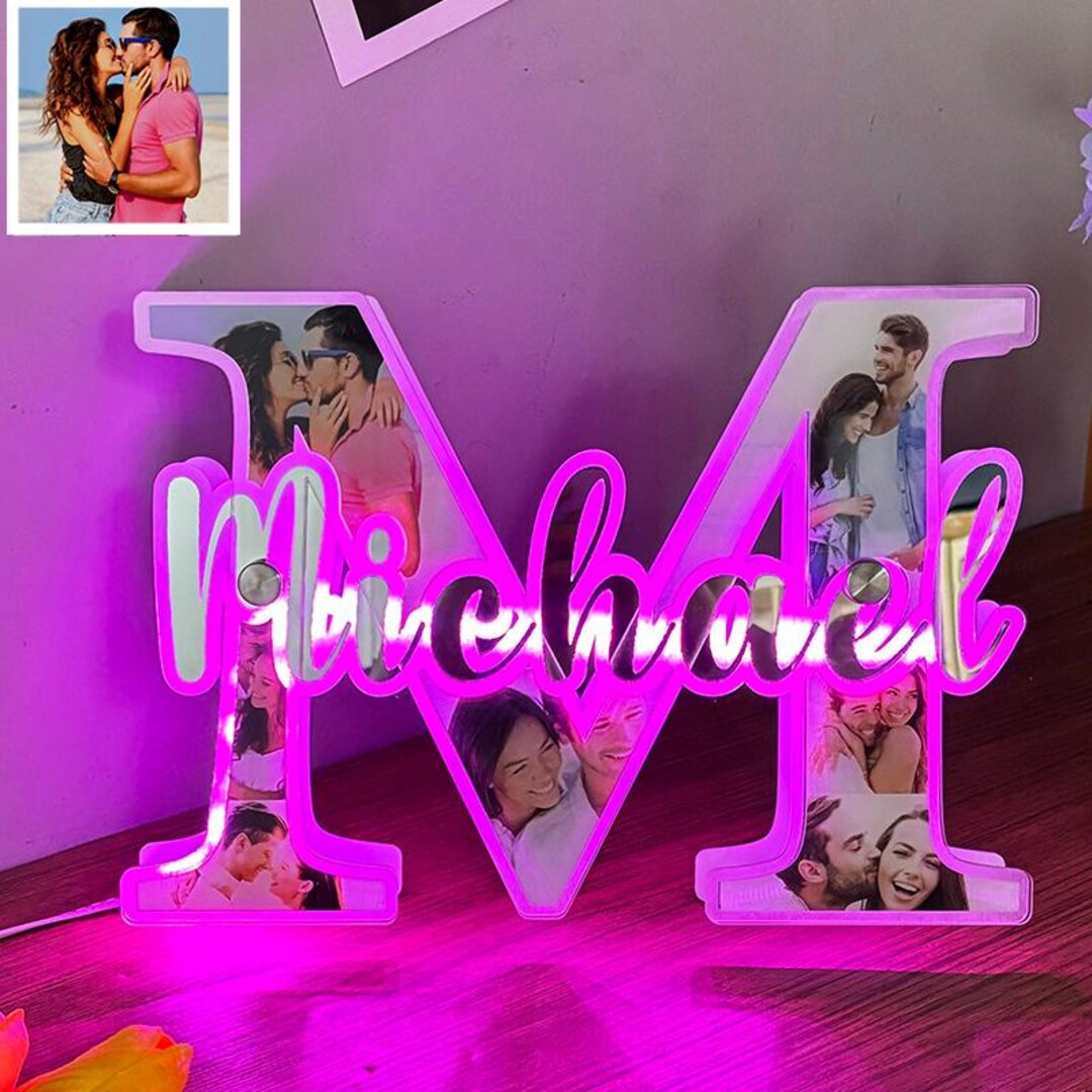 Custom Name LED Photo Light, Letter Light up Sign With Photo,wall Decor ...