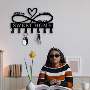 Custom Heart Key Holder, Wall Decor, Infinity Heart Key Hooks ...