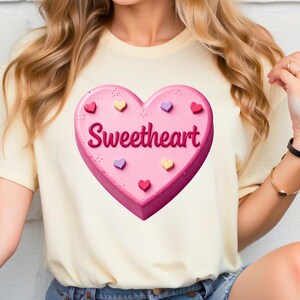 Sweetheart Candy Heart PNG, Valentine Clipart, Cute Pastel Heart Design, Romantic Valentine Digital Download, Sublimation Art, Valentine PNG
