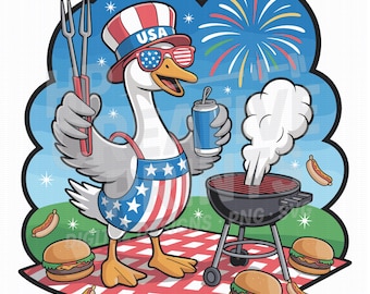 4th Of July Goose PNG, Funny 4th of July Png, Retro Patriotic Fourth of July Png, Cute American Goose Shirt , America Png, Sublimation File