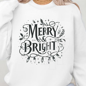 Merry and Bright PNG, Christmas Tree Png, Merry Christmas Png, Christmas Shirt, Sublimation Design, Watercolor Trees, Holiday, Christmas Png