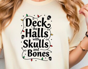 Deck the Halls Goth svg, frohe Gothmas Png, gruselige Weihnacht-Svg, gruselige Weihnacht-Svg, gruselige Weihnachtsschädel, Gothma-Svg, Goth-Weihnachts-Svg