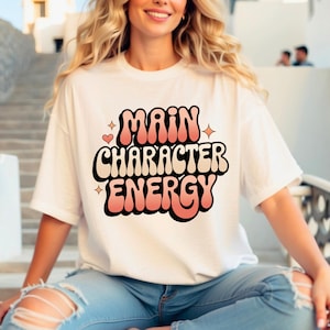 Personagem principal Energia PNG, Groovy Estética PNG, Sublimação Ondulada Retro, Garota da Moda PNG, Amor Próprio png, Download Digital, Camisa Bonita png