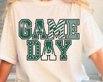 Green Gameday PNG, Retro Football svg, Football Mom png, Football Shirt Png, Checkered Star Football shirt sublimation, Game Day svg