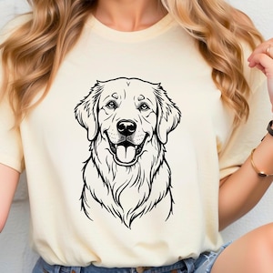 Golden Retriever Gesicht SVG, Hund Line Art PNG, Golden Retriever lächelndes Gesicht, Hundeliebhaber SVG, Golden Retriever Umriss Design
