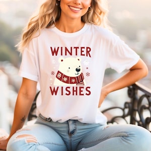 Winterwensen png, kerstijsbeer png, grappige kersttrui png, retro vakantie ijsbeer png, T-shirtontwerp, kerstshirt