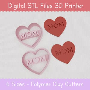Digital mammahjärtan set STL Cutter för Polymer Clay - Mors dag Cutter STL - Mamma Kärlek STL - Inte fysiskt föremål