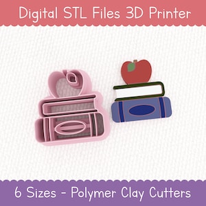 Digital Book stack STL Part 2 Cutter for Polymer Clay - Book lovers STLs - Reading STL - Graduation Hat - Celebration - Not Physical Item
