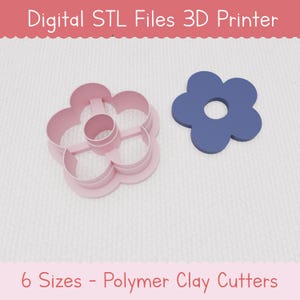 Digital Five Petal with Hole STL Cutter for Polymer Clay - Flower stl Cutter - Nature STL - Not Physical Item