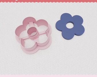 Taglierina digitale STL a cinque petali con foro per argilla polimerica - Taglierina STL a forma di fiore - Natura STL - Articolo non fisico