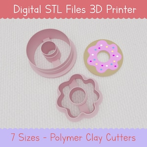 Digital Donut and Glassed STL Cutter for Polymer Clay - Pastries stl Cutter - Food STL - Not Physical Item