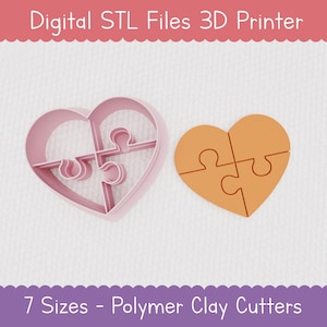 Digital Heart Puzzle STL Cutter for Polymer Clay - Puzzle lover STL Frame Cutter - Hobby Puzzler STL - Not Physical Item