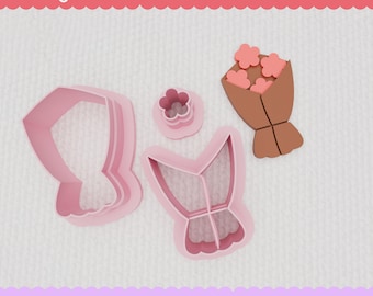 File STL per bouquet in pasta polimerica - Mini fiore STL - Taglierina STL per San Valentino - Articolo non fisico