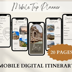 Travel Planner Itinerary Guide, Mobile Digital Travel Guide, Digital Trip Planner, Mobile Vacation Planner Template, Vacation Event Schedule
