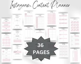 Instagram Content Planner, Social Media Strategy Guide (PDF Print)