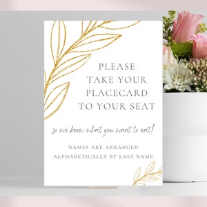 Por favor, lleve su tarjeta de lugar a su letrero de asiento, letrero de boda rústico moderno, recepción de boda, letrero de tarjeta de lugar de boda, letreros de boda, ELLA